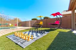 Life-Size Chess & Sun Loungers — Your Fun, Private Desert Getaway.