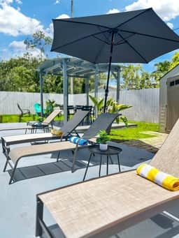 Relaxing lounge chairs by pool